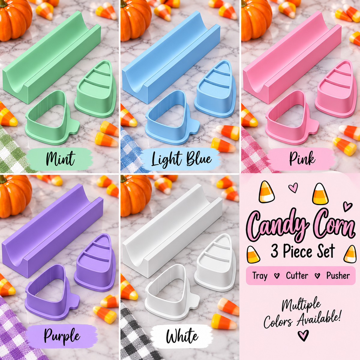 Candy Corn Cake Pop Cutter, Pusher & Tray Set  3D-printed