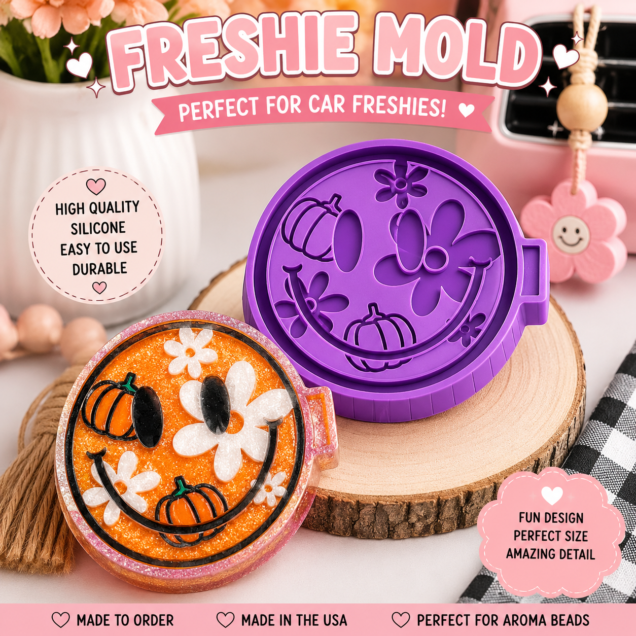 Pumpkin Smiley Freshie Mold