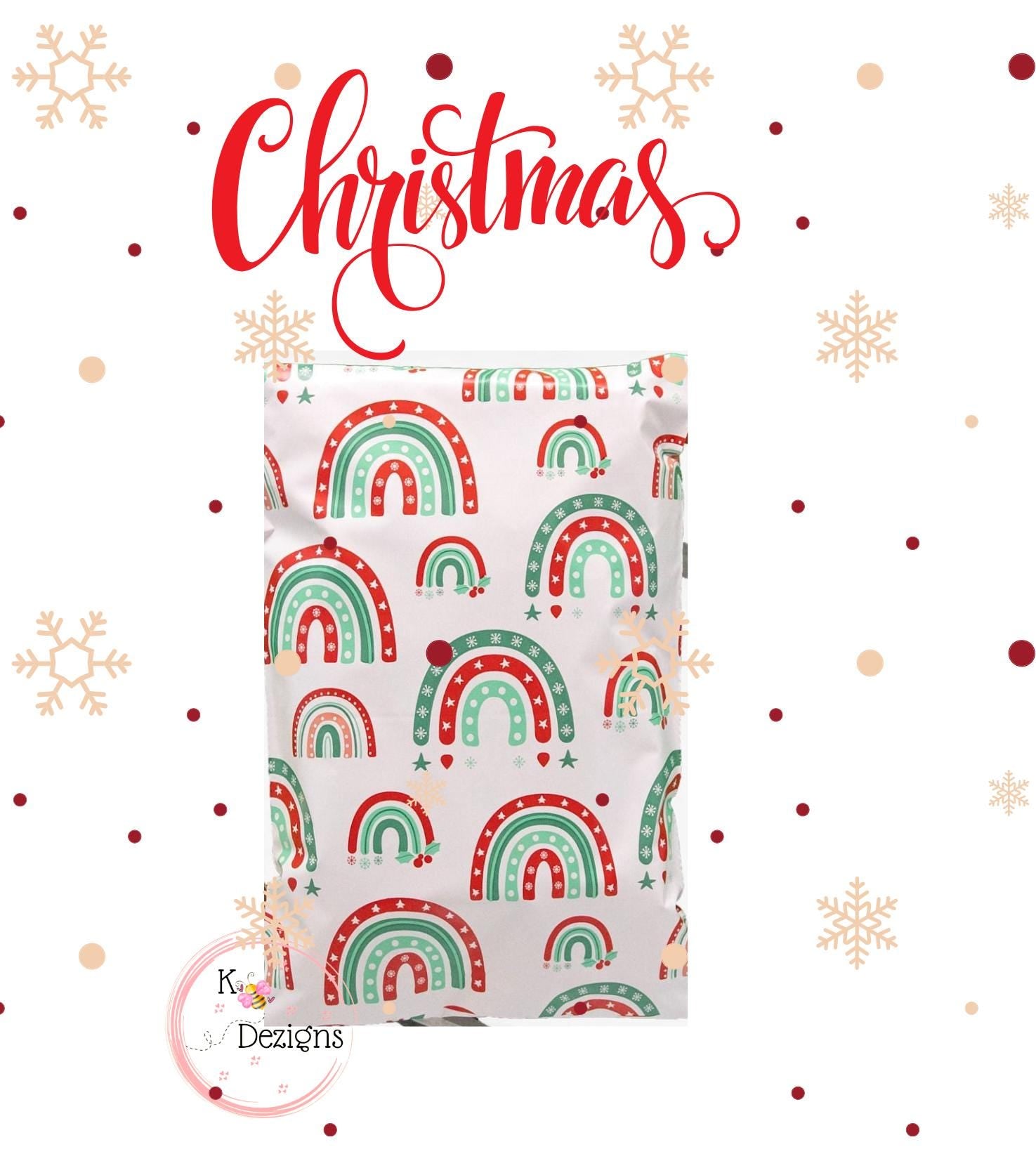 Christmas Rainbow Poly Mailers 7.5x10.5, Super Cute, Shipping Mailers
