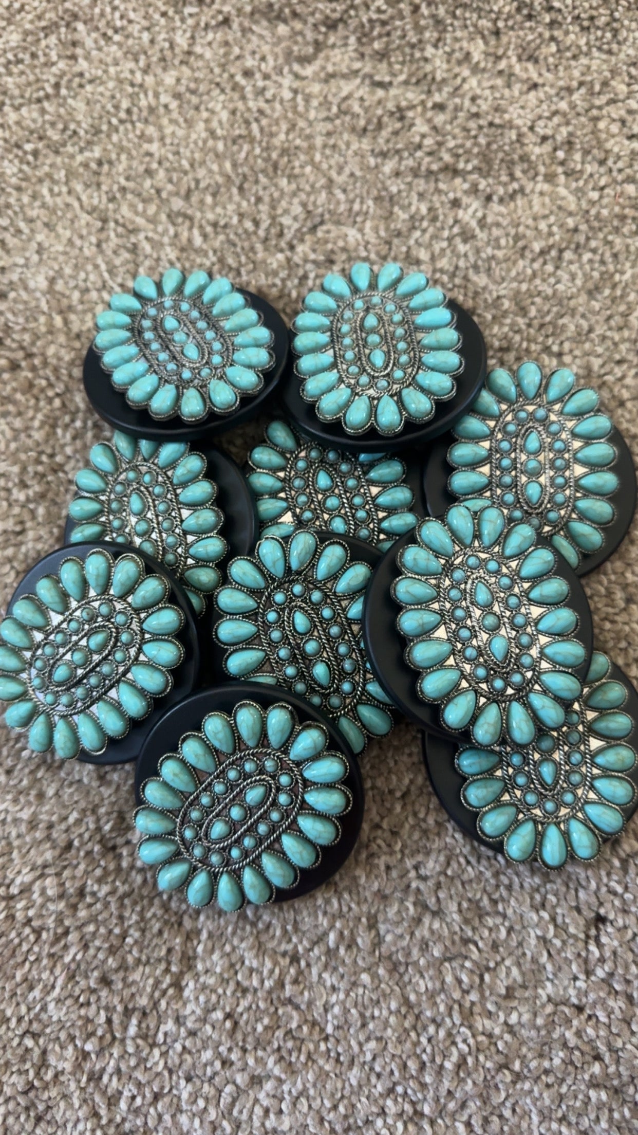 Turquoise Concho Magnetic Phone Holder: Western Rodeo Bling