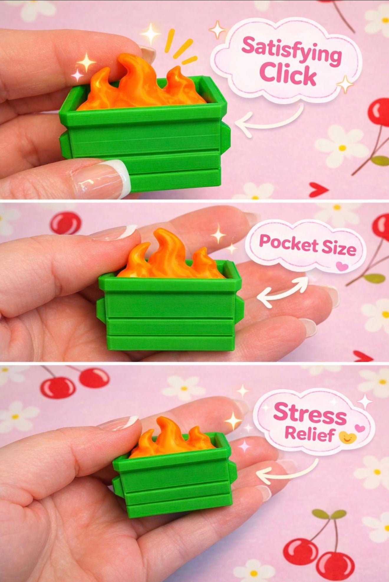 Dumpster Fire Fidget Clicker – Funny Stress Relief Toy, Pocket Size Desk Fidget, Satisfying Click Toy, Unique Gift Idea
