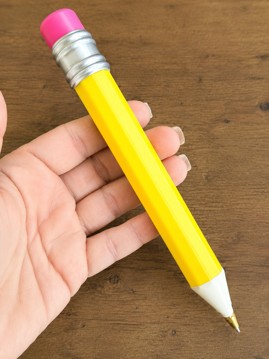 Jumbo 3D Printed Pencil Pen – Oversized Novelty Ballpoint Pen – Teacher Gift – Fun Desk Accessory – Custom Color Pen