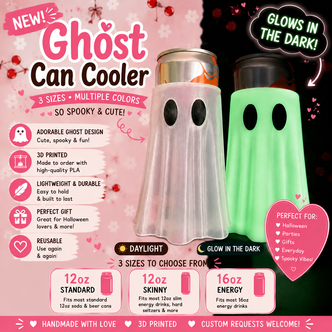 Ghost Shaped Can Coolers Glow in the Dark