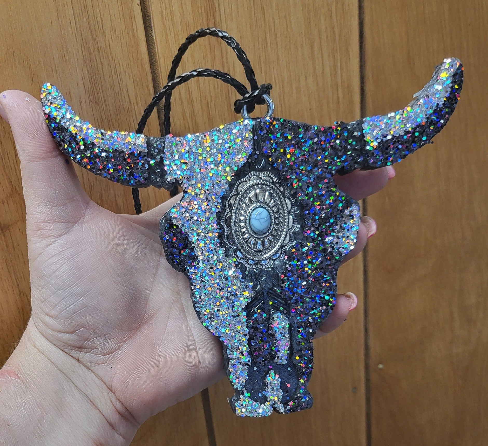 Large Glitter Aztec Bull Car Freshie: Western Decor