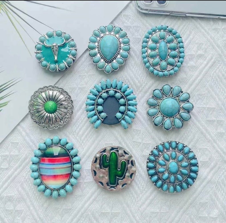 Turquoise Concho Phone Holder, Western Rodeo Bling