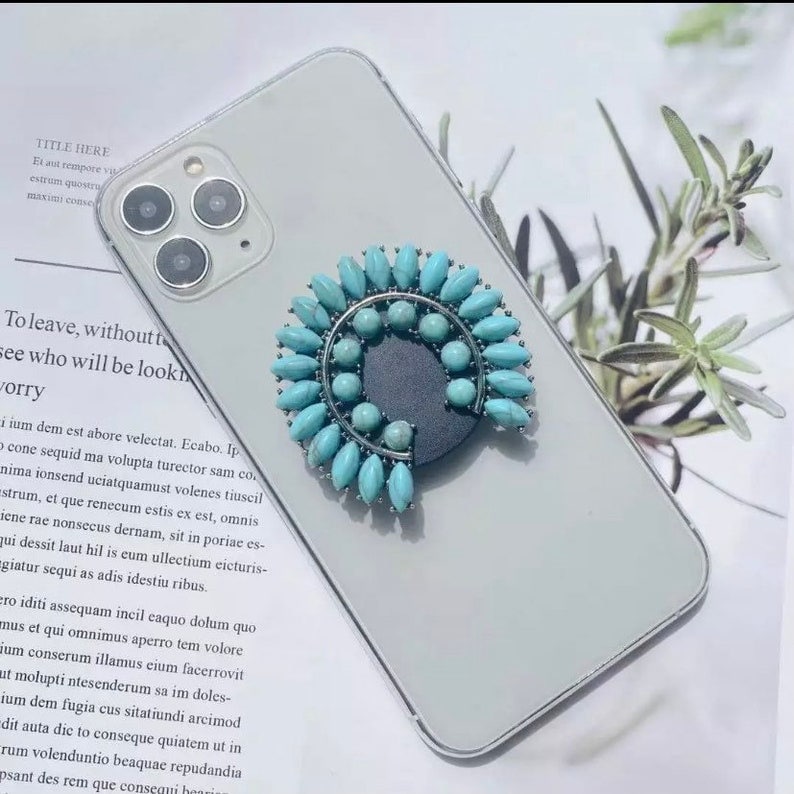 Turquoise Concho Phone Holder, Western Rodeo Bling