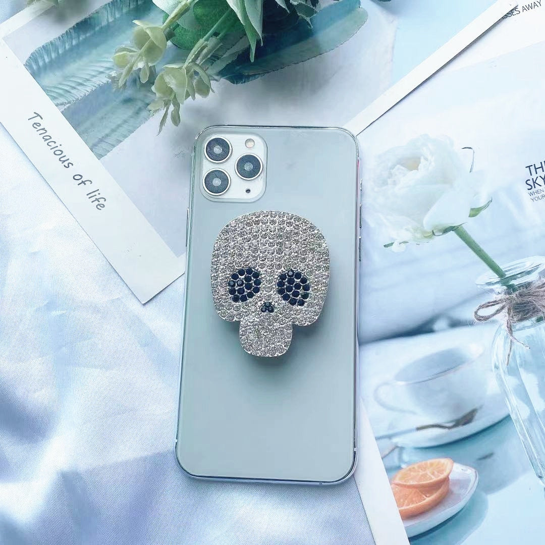 Rhinestone Skull Phone Holder: Punk Rock Bling