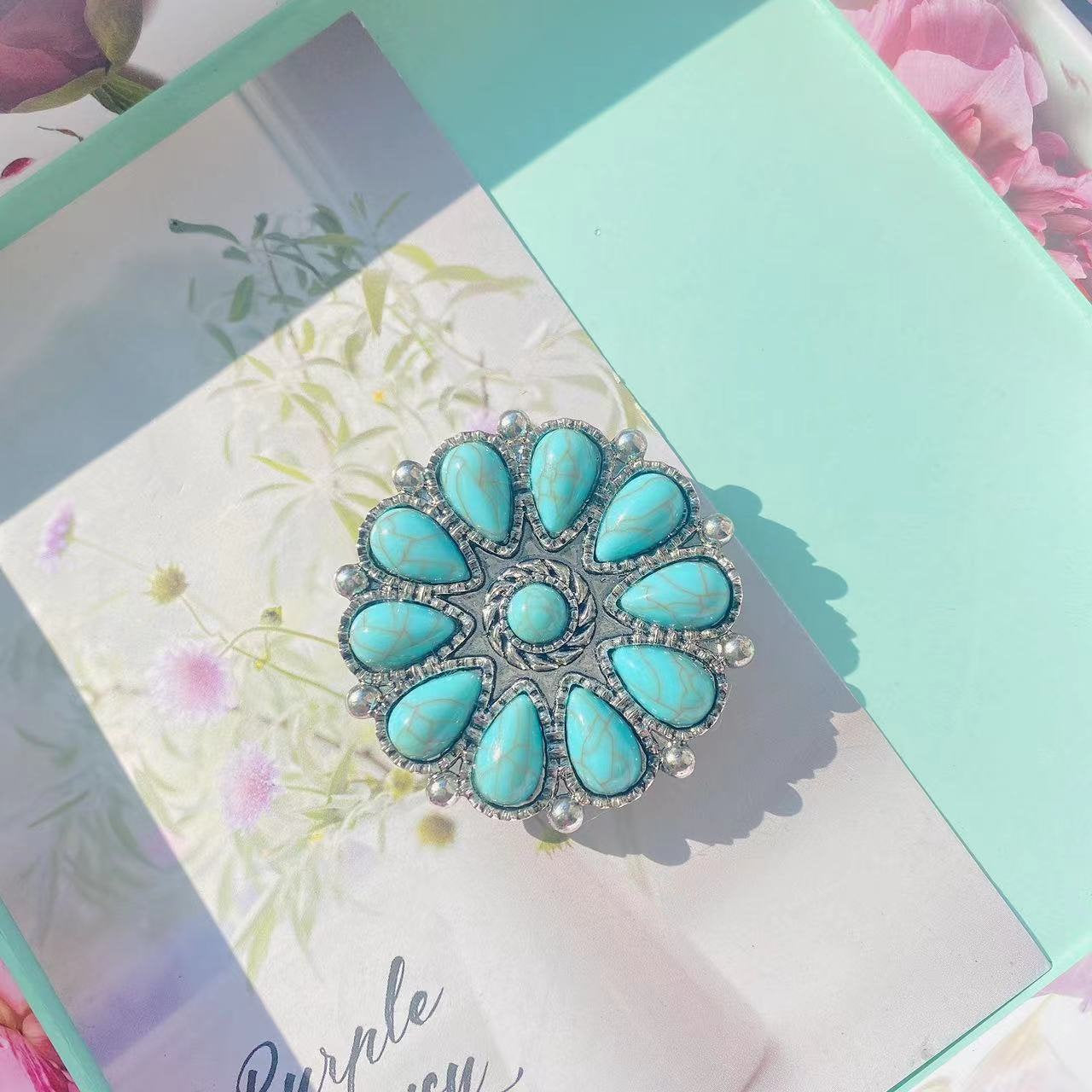 Turquoise Concho Phone Holder, Western Rodeo Bling