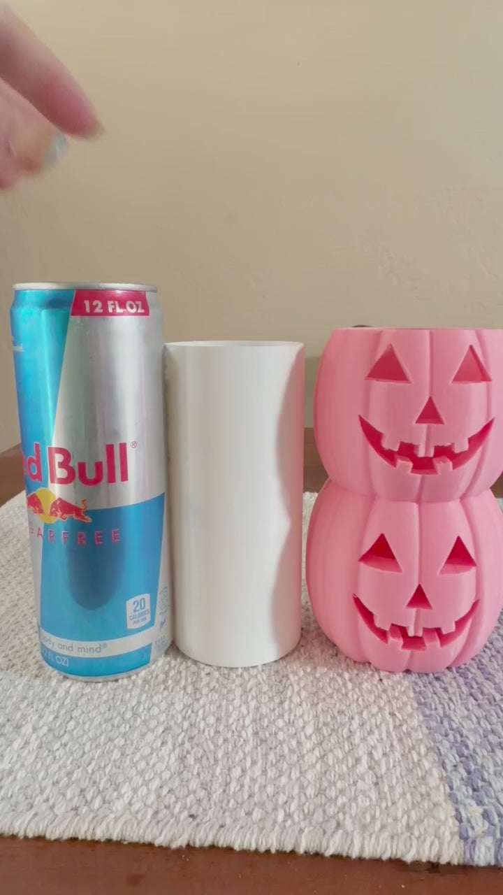 Jack O' Lantern Can Cooler | 3D Printed Halloween Can Holder | Fits 12oz Standard & Skinny Cans | Cute Pumpkin Drink Sleeve