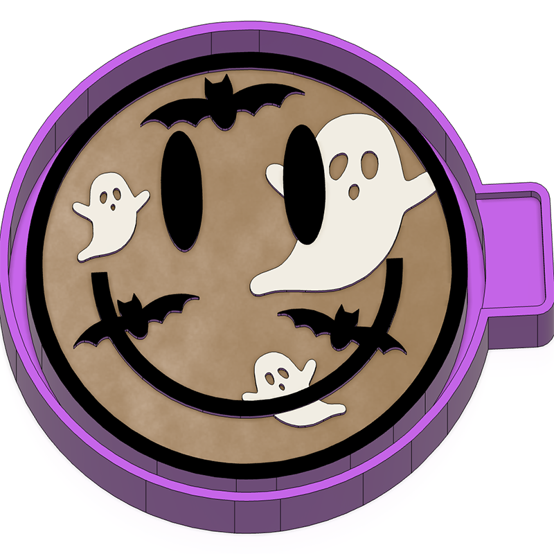 Smiley Ghost Bat Round Freshie Mold