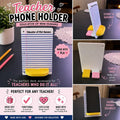 3D Printed Teacher Phone Holder - Yellow Base, Blue Stripes, "Educator of Mini Humans" Design Custom Cellphone Smartphone